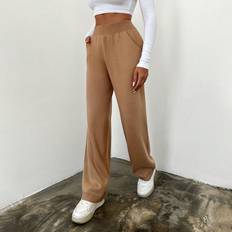 Acrylic Pants Shein Solid Slant Pocket Knit Pants