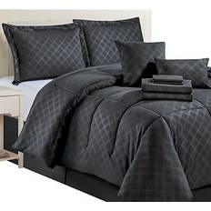 Linen Bedspreads Collections Etc 10-Piece Classic Diamond Coordinated Bedspread Black