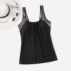 XL Tankinis Shein Summer Beach Plus Geometric Print Ruched Tankini Top