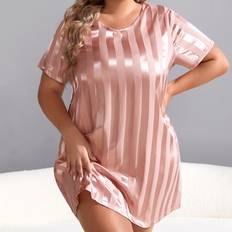 Orange Nightgowns Shein Plus Striped Jacquard Nightdress