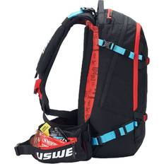 Noir Sacs à Dos de Course USWE Pow 25L, Skirucksack und Snowboard Rucksack mit Rückenprotektor für Damen und Herren. Isolierte Schlauchführung mit Frostschutz, Bounce Free, Schwarz