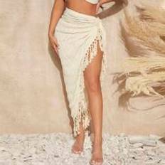 Fringes Skirts Shein Summer Beach Fringe Trim Knot Side Asymmetrical Hem Skirt