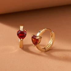Smycken Shein Rhinestone Heart Decor Hoop Earrings