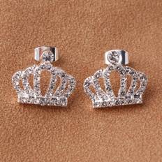 Smycken Shein Rhinestone Crown Design Stud Earrings