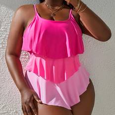 Shein Badeanzüge Shein Plus Colorblock Ruffle Hem One Piece Swimsuit