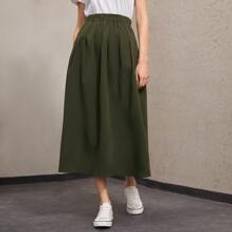 Shein Mulvari Elastic Waist Solid Flare Skirt