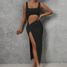 Fabric - Long Dresses Shein Cut Out Twist Front Split Thigh Dress - Maxi