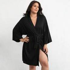 Shein Robes Shein Plus Solid Belted Robe