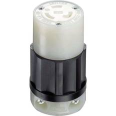 Leviton 02323-0pb black/white 20a 250v 2-pole 3-wire nylon grounding plug