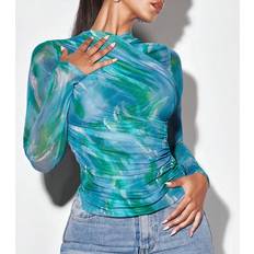 Batik Överdelar Shein Tie Dye Ruched Side Tee