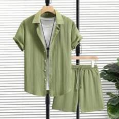 Shein Shorts Shein Men Solid Shirt & Drawstring Waist Shorts