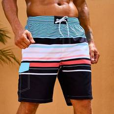 Shein Swimming Trunks Shein Manfinity Men Striped Print Drawstring Waist Swim Trunks