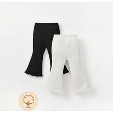 9-12M Trousers Shein Baby Girl Lettuce Trim Flare Leg Pants - Cozy Pixies