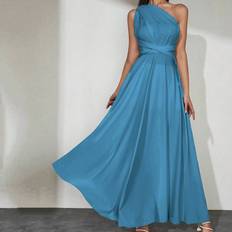 Shein Turkosa Klänningar Shein Solid Multiple Ways Wear Dress