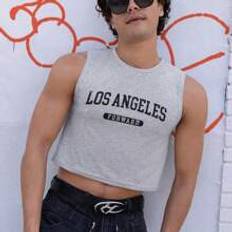 Shein Men Cotton Letter Graphic Crop Tank Top