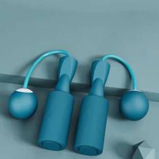 Blue Fitness Jumping Rope Shein 1pair Weighted Bearingless Jump Rope With Small Balls, Fitness Indoor Sports Skipping Rope