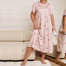Polyester Nattlinnen Shein Plus Star & Slogan Graphic Nightdress