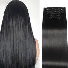 Shein 6pcs Clip In Ombre Black Long Straight