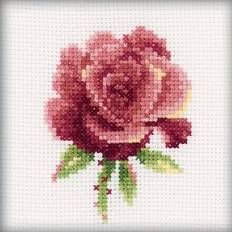 Broderikit röd ros 10x10 cm RTO