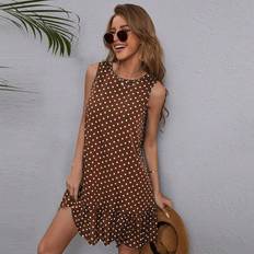 Fabric - Midi Dresses Shein Polka Dot Ruffle Hem Smock Dress