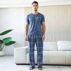 Men - White Pyjamas Shein Men Plaid Print PJ Set - Pajama Set
