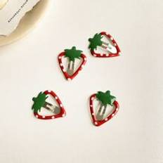 Multicolour Hair Clips Shein 4pcs Strawberry Decor Hair Clip Cute