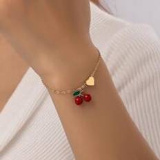 Purple Bracelets Shein Stylish Red Cherry Heart Shape Everyday Wear Bracelet