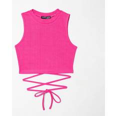 Shein Pink Overdele Shein Lace Up Waist Tank Top