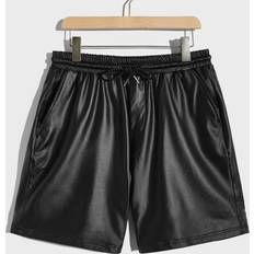 Shein Herr Shorts Shein Men Drawstring Waist PU Leather Shorts