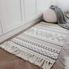 Shein Hand-Woven Bohemian Style Fringed Carpet Multicolour