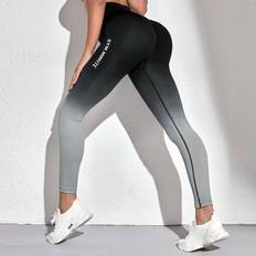 Shein Multifärgade Tights Shein Letter Graphic Ombre Running Leggings Seamless High Stretch Tummy Control Workout Leggings