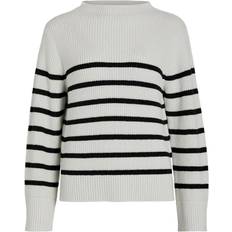 Vila Striped Knitted Pullover - White Alyssum