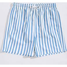 Cheap Swimming Trunks Shein Manfinity Men Striped Print Drawstring Waist Swim Trunks