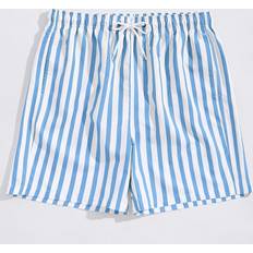 Stripes Swimming Trunks Shein Manfinity Men Striped Print Swim Trunks - Waist