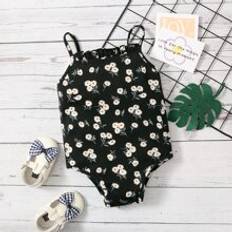 Multicoloured Bodysuits Shein Baby Girl Floral Print Frill Trim Cami Bodysuit