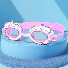 Shein Rainbow Horse Design Pink Waterproof Anti-Fog Swimming Goggles