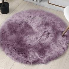 Carpets & Rugs Shein Solid Fuzzy Round Rug 1pc