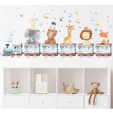 Shein 1pc Cartoon Graphic Wall Sticker, Cartoon Animal & Train Print Decal