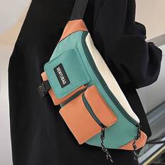 Men - Multicoloured Bum Bags Shein Men Colorblock Letter Patch Decor Waist Bag - Fanny Pack