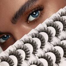 Cosmetics Shein Separated False Eyelashes, 10 pairs 16mm thick cross-model Russian volume
