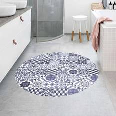 Revêtements de sol Tapis en vinyle rond Mélange de carreaux géométriques violets