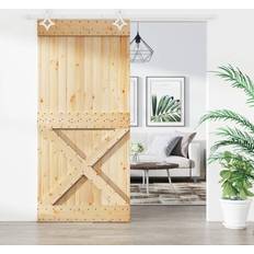 vidaXL monteringssæt massivt fyrretræ Skydedør V (x210cm)