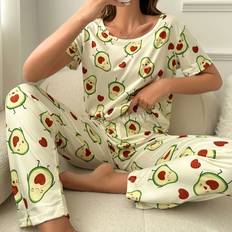 Vuxen Sovplagg Shein Allover Avocado Print PJ Set