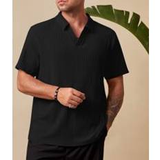 Shein Polo Shirts Shein Manfinity Men Plus Solid Ribbed Knit Polo Shirt