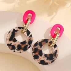 Shein Women Earrings Shein Leopard Pattern Round Drop Earrings