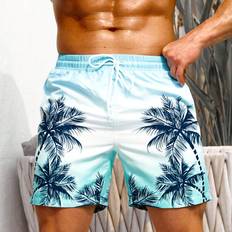 Multicolored Swimming Trunks Shein Manfinity Men Tropical Graphic Print Drawstring Waist Swim Trunks Pool Shorts For Beach Vacation