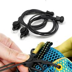 Shein 1pair Elastic Shoelaces With Buckle, Black No-tie Shoes Accessories For Sneakers