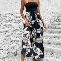 Shein Tropical Print Tube Dress