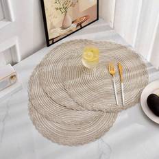 Shein 4 Pcs Round Woven Placemat Place Mat Multicolor