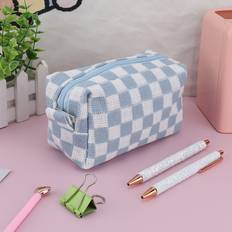 Pencil Case Shein Checkered Pattern Pencil Bag